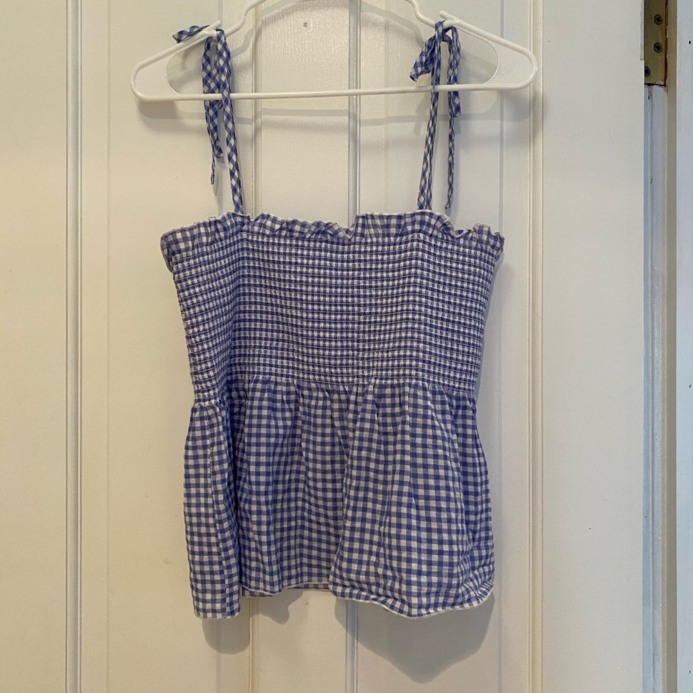 NWOT Spaghetti strap ruched H&M gingham top!